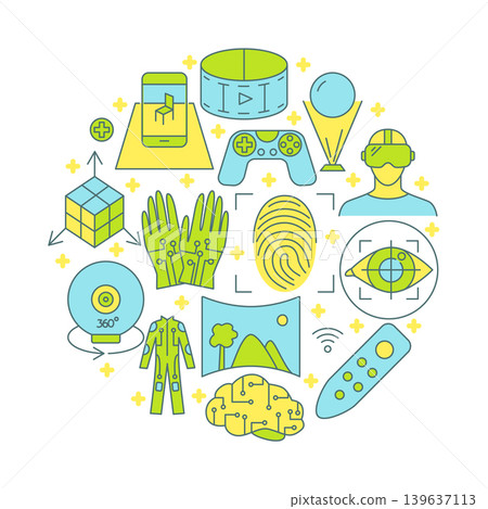 Virtual reality concept poster in colored line style 139637113