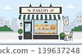 Vintage bakery storefront with fresh bread in window display, flat vector illustration 139637248