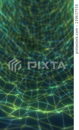Glowing green polygonal mesh forms a deep abstract tunnel, creating a futuristic network background with depth, structure and digital motion Glowing green polygonal mesh forms a deep abstract tunnel, creating a futuristic network background with depth, structure and digital motion 139637558