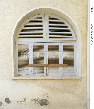 Old windows in Larnaka, Cyprus Old windows in Larnaka, Cyprus 139637608