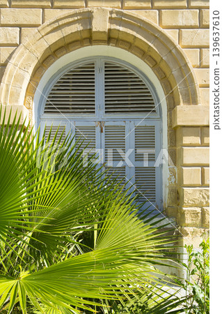 Old windows in Larnaka, Cyprus Old windows in Larnaka, Cyprus 139637610