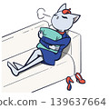 A cat character relaxing on a sofa 139637664