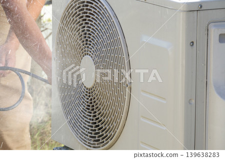 air conditioning compressor outdoor unit cleaning service with water spray air conditioning compressor outdoor unit cleaning service with water spray 139638283