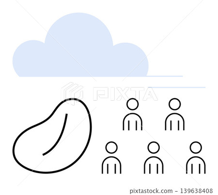 Data management, cloud services, teamwork, networking, digital storage, connectivity. Bean shape with cloud and group of users. Data management and cloud services concept Data management, cloud services, teamwork, networking, digital storage, connectivity. Bean shape with cloud and group of users. Data management and cloud services concept 139638408