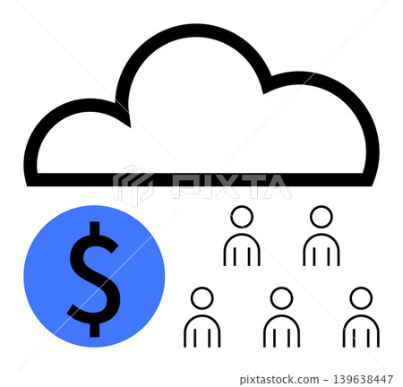 Digital economy, cloud storage, online revenue, user monetization, financial technology, digital services. A cloud above figures with a dollar sign. Digital economy and cloud storage Digital economy, cloud storage, online revenue, user monetization, financial technology, digital services. A cloud above figures with a dollar sign. Digital economy and cloud storage 139638447