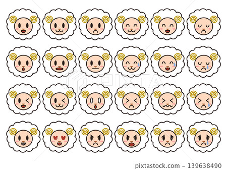 Sheep face expression icon set (black border) Sheep face expression icon set (black border) 139638490