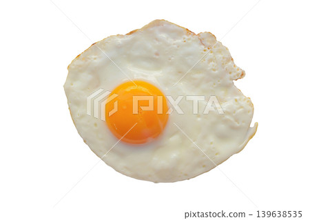 Fried egg isolated on white background top view Fried egg isolated on white background top view 139638535