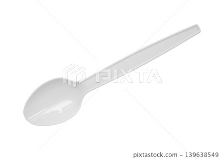 White plastic spoon isolated on white background White plastic spoon isolated on white background 139638549