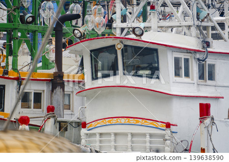 Taiwanese Fishing Boat Wheelhouse and Fishing Lights at Nanfangao Harbor 139638590