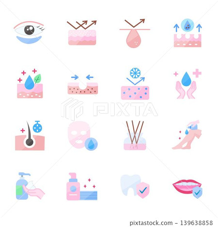 Beauty & Skincare Flat Icon Set Collection Beauty & Skincare Flat Icon Set Collection 139638858