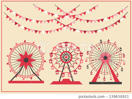 Set of Ferris Wheel from amusement park, vector illustrations 139638921