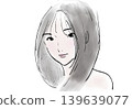 Woman with black hair and see-through bangs 139639077