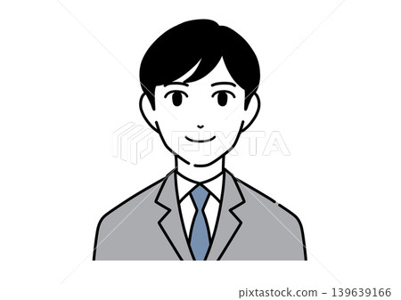 A monochrome illustration of a young man in a suit. A monochrome illustration of a young man in a suit. 139639166