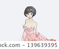 A princess with short black hair wearing a pink dress 139639395