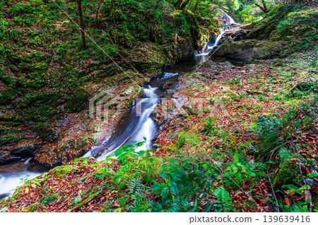 [Japan's Top 100 Waterfalls] Ryuzu Yaetaki Waterfall, Yaetaki Waterfall in Late Autumn, Hime-taki Waterfall 1, Unnan City, Shimane Prefecture 139639416