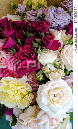 Bouquet of colorful roses 139639504