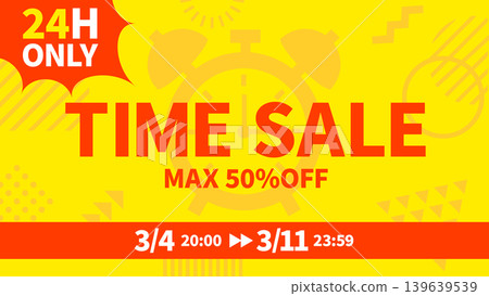 Limited-time sale banner background with sale period and discount rate. 139639539