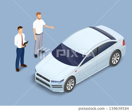 Car dealership manager sells a car to a customer Car dealership manager sells a car to a customer 139639584