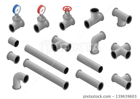 Pipes and fittings with a valve, tap and faucet for water Pipes and fittings with a valve, tap and faucet for water 139639603