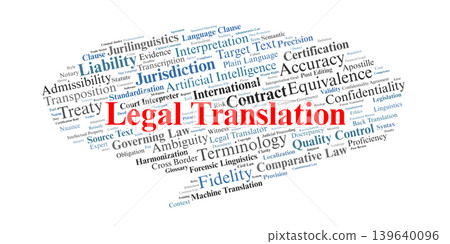 Legal Translation Word Cloud. A visual overview of concepts regarding the accurate transposition of legal texts, terminology management, and the harmonization of differing legal systems. Legal Translation Word Cloud. A visual overview of concepts regarding the accurate transposition of legal texts, terminology management, and the harmonization of differing legal systems. 139640096