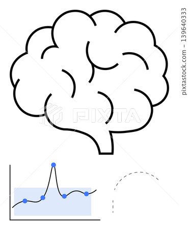 Data analysis, decision-making, growth trends, neuroscience, innovation, technology. A brain outline above a dynamic data chart with points and a dotted curve. Data analysis and neuroscience concept Data analysis, decision-making, growth trends, neuroscience, innovation, technology. A brain outline above a dynamic data chart with points and a dotted curve. Data analysis and neuroscience concept 139640333