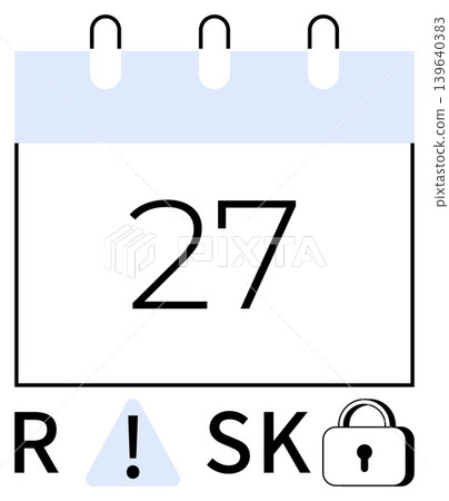Risk assessment, time management, scheduling, security planning, strategy development, deadlines. Calendar page with warning symbol and lock. Risk assessment and time management Risk assessment, time management, scheduling, security planning, strategy development, deadlines. Calendar page with warning symbol and lock. Risk assessment and time management 139640383