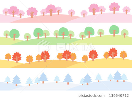 A set of tree-lined street scenes for all four seasons. A set of tree-lined street scenes for all four seasons. 139640712