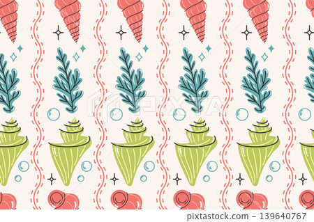Abstract coral reef elements and sea plants seamless ocean backdrop Abstract coral reef elements and sea plants seamless ocean backdrop 139640767