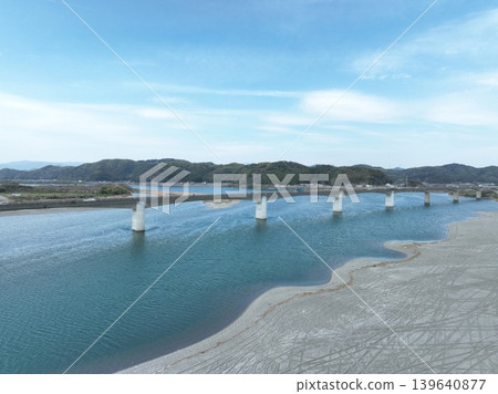 Niyodo River Estuary Bridge: The cleanest river in Japan, estuary photo Niyodo River Estuary Bridge: The cleanest river in Japan, estuary photo 139640877
