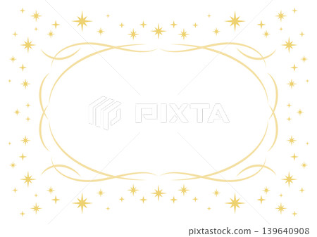 A golden, sparkling star and decorative frame 139640908