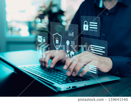 Cybersecurity Dashboard and Data Protection Monitoring Concept Cybersecurity Dashboard and Data Protection Monitoring Concept 139641540