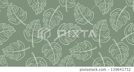 Seamless pattern with hand drawn tropical leaves Seamless pattern with hand drawn tropical leaves 139641732
