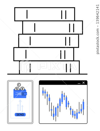 Finance, cryptocurrency, data analysis, market trends, digital economy, stock investment. Bar chart, cryptocurrency wallet with send button price graph with candlesticks. Finance and cryptocurrency Finance, cryptocurrency, data analysis, market trends, digital economy, stock investment. Bar chart, cryptocurrency wallet with send button price graph with candlesticks. Finance and cryptocurrency 139642141