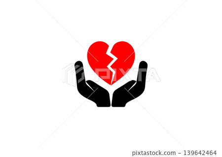 Hands Holding Broken Heart Symbol Representing Care, Support, Healing and Emotional Recovery Hands Holding Broken Heart Symbol Representing Care, Support, Healing and Emotional Recovery 139642464