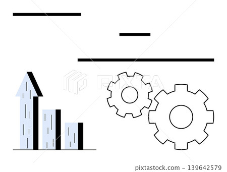 Business analytics, process optimization, corporate strategy, productivity, data analysis, growth charts. Rising bar chart with upward arrow and gears. Business analytics and process optimization Business analytics, process optimization, corporate strategy, productivity, data analysis, growth charts. Rising bar chart with upward arrow and gears. Business analytics and process optimization 139642579