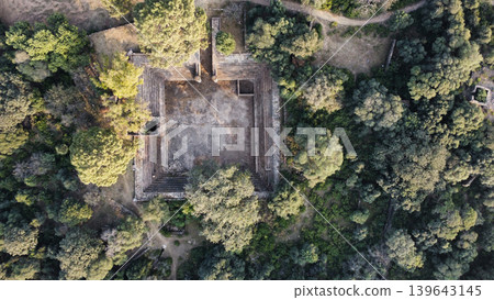 Stone water tank built by akbar at tilla jogian now dry hilltop jhelum pakistan 139643145