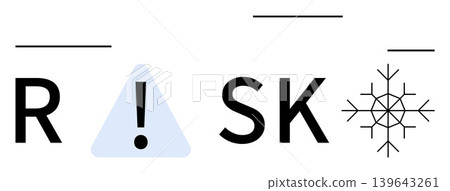 Safety awareness, decision-making, climate risks, hazard alert, winter safety, warnings. Letters form RISK with an exclamation in a triangle and a snowflake icon. Safety awareness and climate risks Safety awareness, decision-making, climate risks, hazard alert, winter safety, warnings. Letters form RISK with an exclamation in a triangle and a snowflake icon. Safety awareness and climate risks 139643261