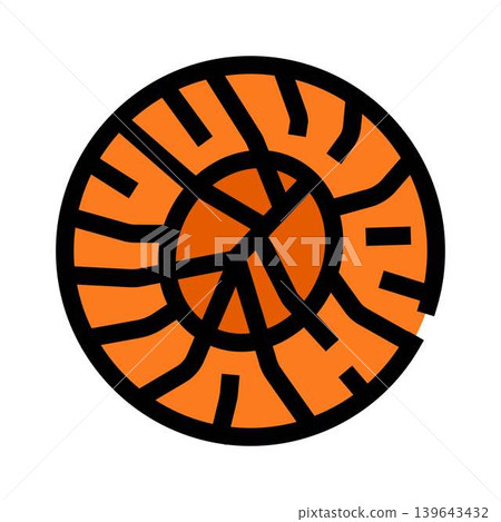 Ammonite fossil shell outline icon illustrating paleontology 139643432