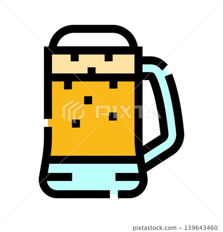 Beer mug flat line color icon design Beer mug flat line color icon design 139643460