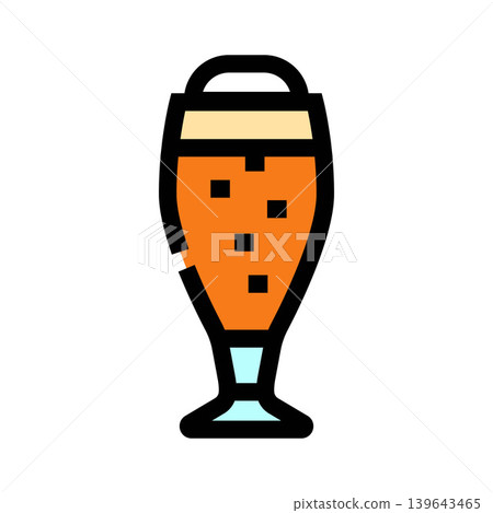 Beer glass with foam and bubbles filled color icon Beer glass with foam and bubbles filled color icon 139643465