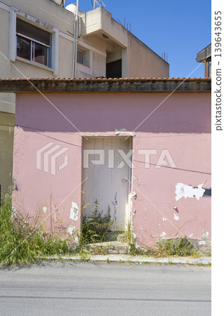 Old colored door in Larnaka, Cyprus Old colored door in Larnaka, Cyprus 139643655