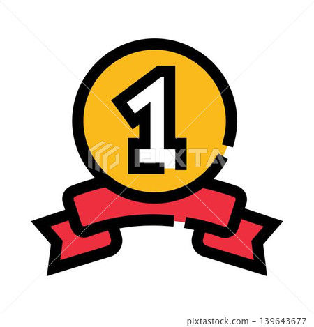 First place award medal with number one icon First place award medal with number one icon 139643677