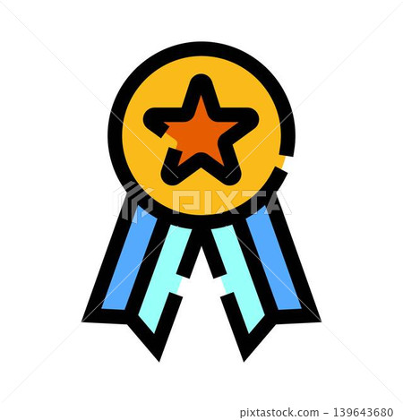 Golden star award ribbon representing achievement and quality Golden star award ribbon representing achievement and quality 139643680