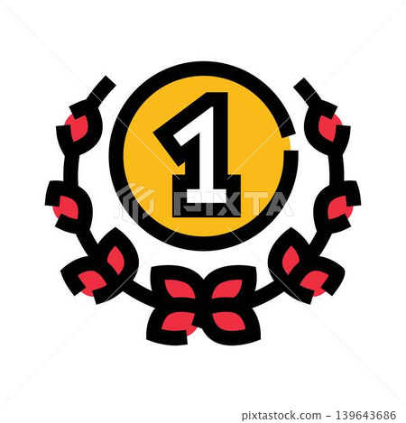 Golden medal number one with laurel wreath Golden medal number one with laurel wreath 139643686
