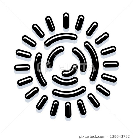 Stylized sun icon radiating light and heat 139643732