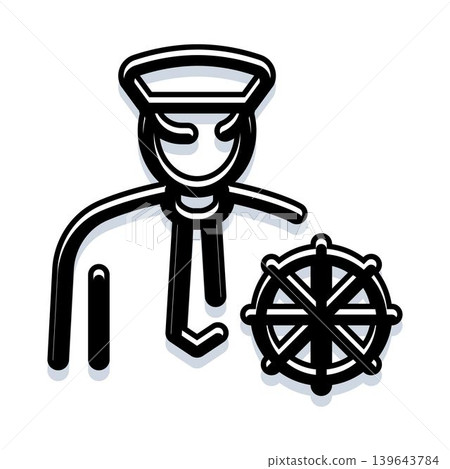 Sailor character controlling helm of ship steering Sailor character controlling helm of ship steering 139643784
