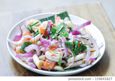 shrimp and salmon salad or spicy salad or spicy shrimp salad or salmon salad 139643827