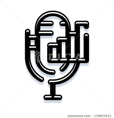 Microphone icon merging with data analytics chart Microphone icon merging with data analytics chart 139643912