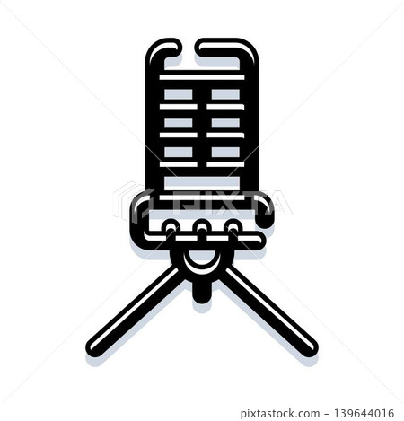Retro microphone on a stand for live podcasting 139644016