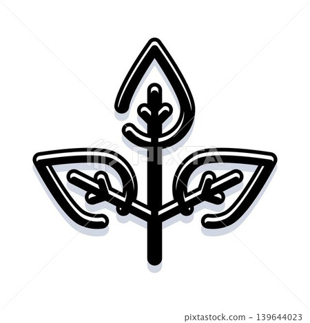 Green leaf plant simple line art icon Green leaf plant simple line art icon 139644023